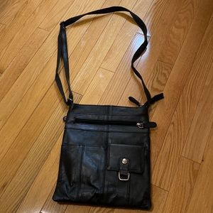 Black leather cross body bag